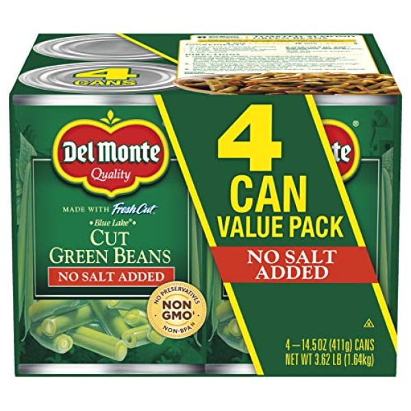 Del Monte No Salt Green Beans 411g (Pack of 4)