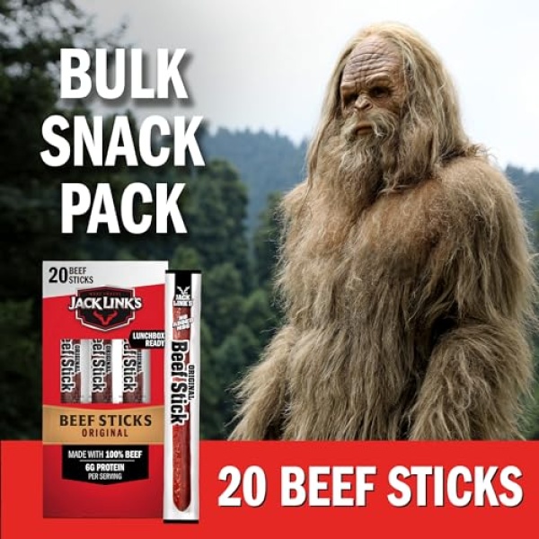 Jack Link's Original Beef Sticks, 20 Count, 26g Each