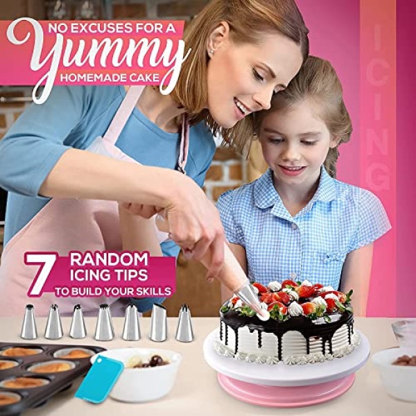 RFAQK 100PC Cake Pan Set & Decorating Kit: 3 Non-Stick Pans (10, 18, 23 cm)
