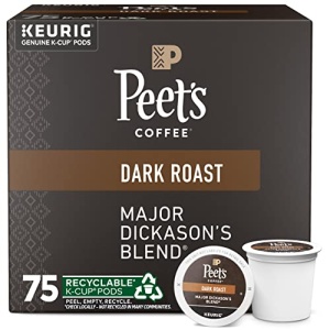 Peet's Dark Roast K-Cup Pods - Major Dickason's 75 Count