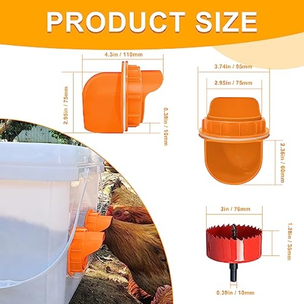 DIY No Waste Chicken Feeder Kit, 6 Ports, Orange