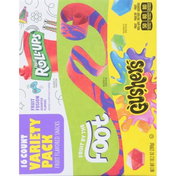 Fruit Roll-Ups, Gushers, Snacks Variety Pack, 16 ct