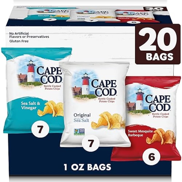 Cape Cod Potato Chips Variety Pack, 28g (Pack of 20)