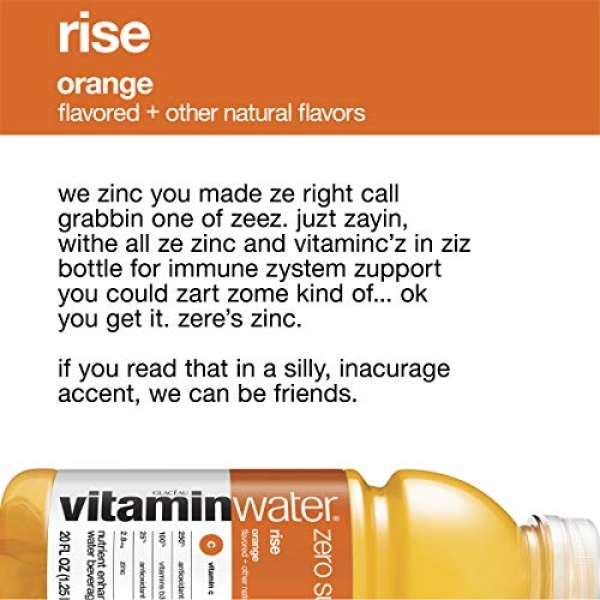 vitaminwater zero sugar rise, orange, 591 ml, 12 Pack