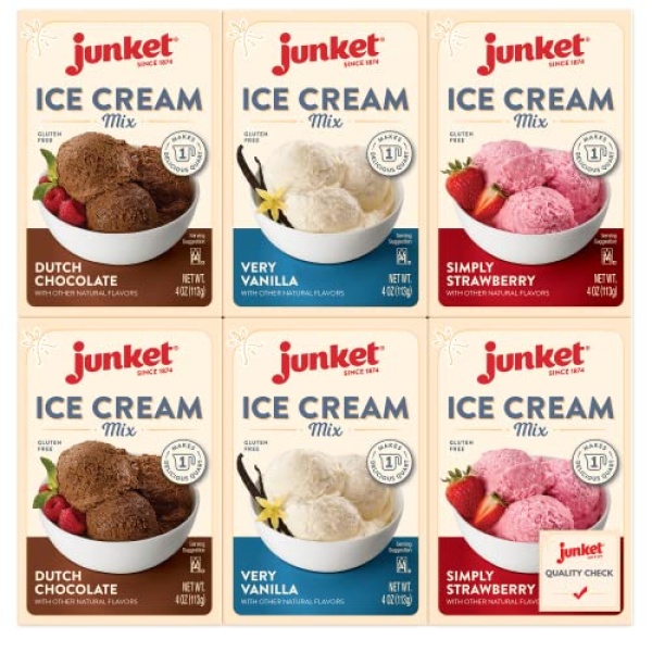 Junket Ice Cream Mix - 2 Vanilla, 2 Chocolate, 2 Strawberry