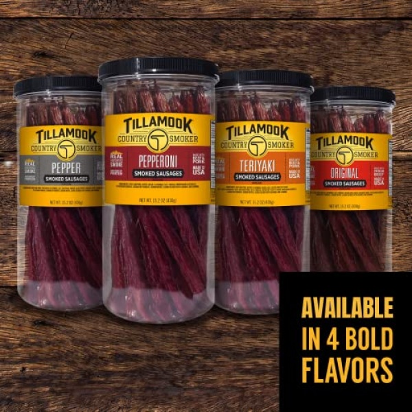 Tillamook Smoked Beef Sausages, 430g Jar, 20 Count