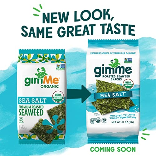 gimMe - Sea Salt Organic Roasted Seaweed Sheets, 6 Count