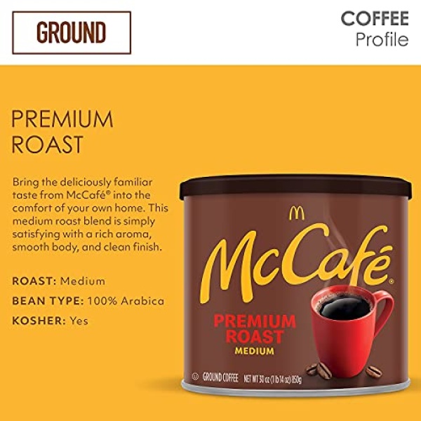 McCafe Premium Medium Roast Ground Coffee, 850g Canister
