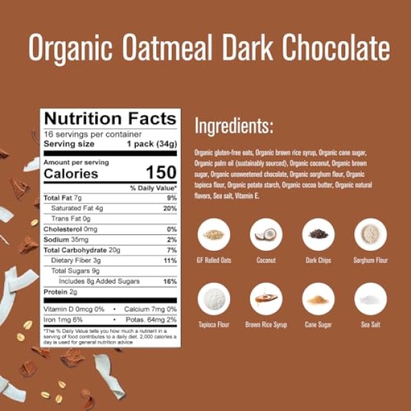 Heavenly Hunks Organic Oatmeal Dark Chocolate Chip 34g