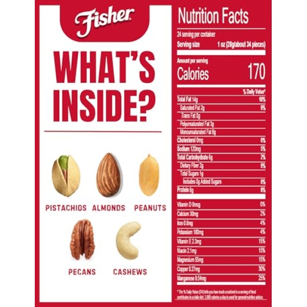 Fisher Oven Roasted Mixed Nuts with Peanuts, 680g