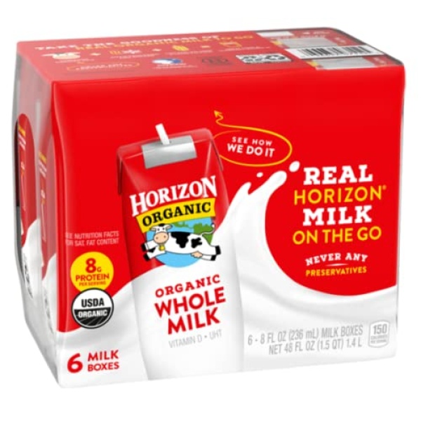 Horizon Organic Shelf-Stable Whole Milk, 237ml, 6 Pack