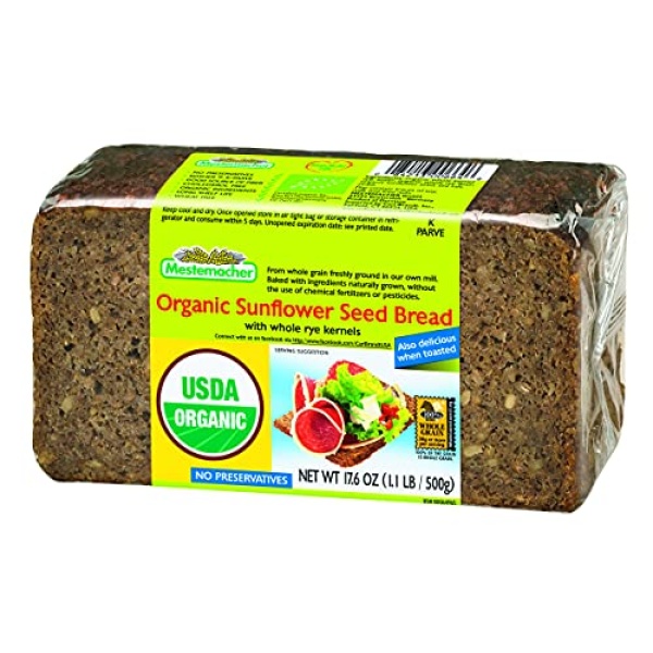 Mestemacher Organic Sunflower Seed Bread, 500g (Pack of 4)
