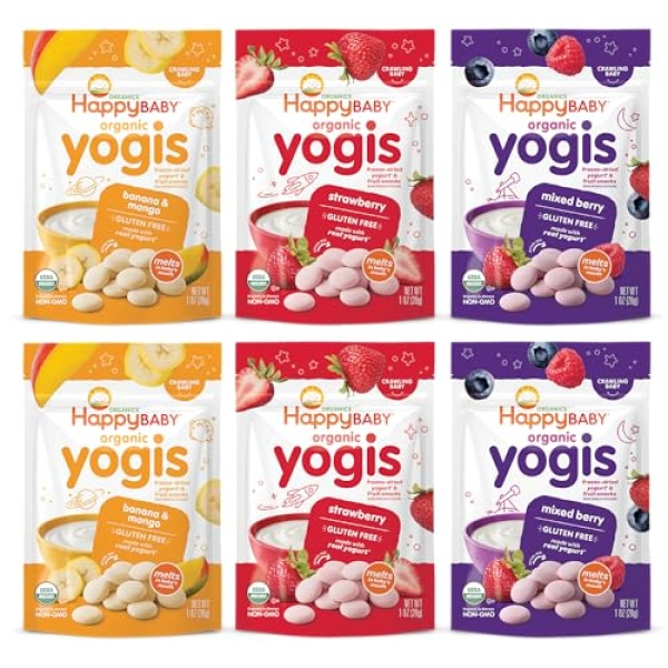 Happy Baby Organics Yogis, 3 Flavor Variety Pack, 28g