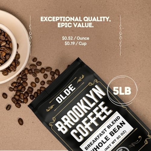 BROOKLYN COFFEE Whole Bean, Italian Dark Roast (2.27kg)