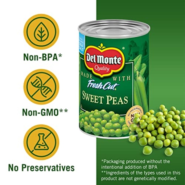 DEL MONTE Sweet Peas Canned Vegetables, 12 Pack, 425g