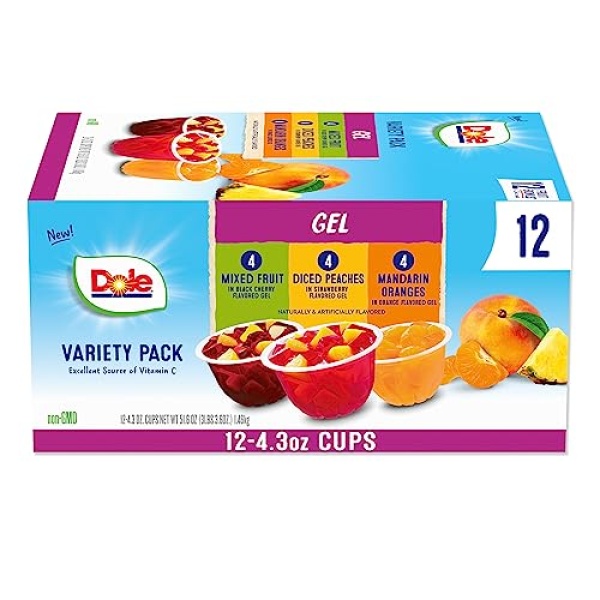 Dole Fruit Bowls Gel Variety Pack, 12 Cups, 113g Each