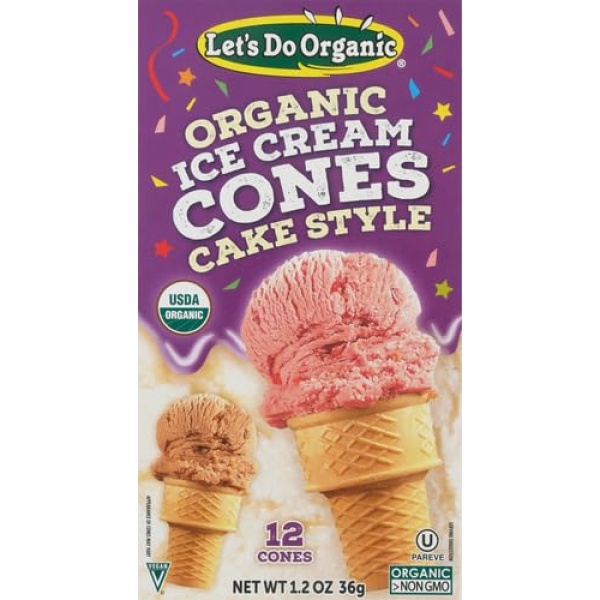 LETS DO Organic Ice Cream Cones 12 Count, 34g