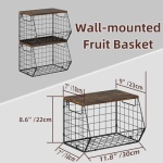 2 Pack Stackable Fruit & Veggie Baskets, Wall Mounted, Metal