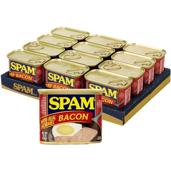 SPAM with Real Bacon, 7g protein, 340g (Pack of 12)