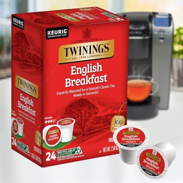 Twinings English Breakfast Black Tea K-Cup Pods, 24 Ct