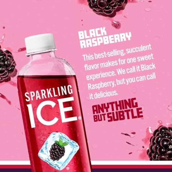 Sparkling Ice Black Raspberry Water, 503ml, Pack of 12