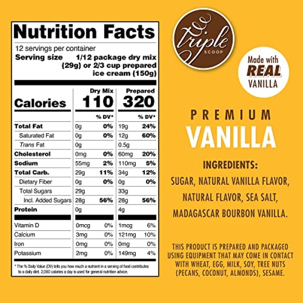 Triple Scoop Vanilla Ice Cream Mix, Non-GMO, No Artificial Colors