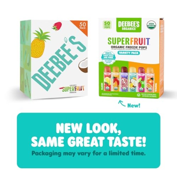 DeeBee's Organics SuperFruit Freezie Pops, 50 Pack