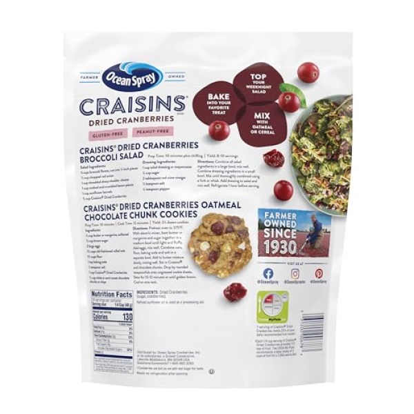 Ocean Spray Craisins Dried Cranberries, Original, 1.36 kg