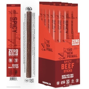The New Primal Spicy Beef Sticks, Keto & Gluten Free, 20 Count