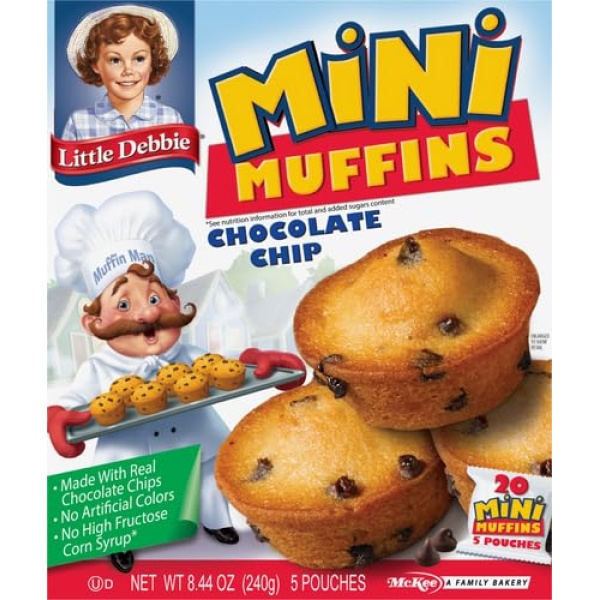 Little Debbie Choc Chip Mini Muffins, 5 Pouches, 240g Box