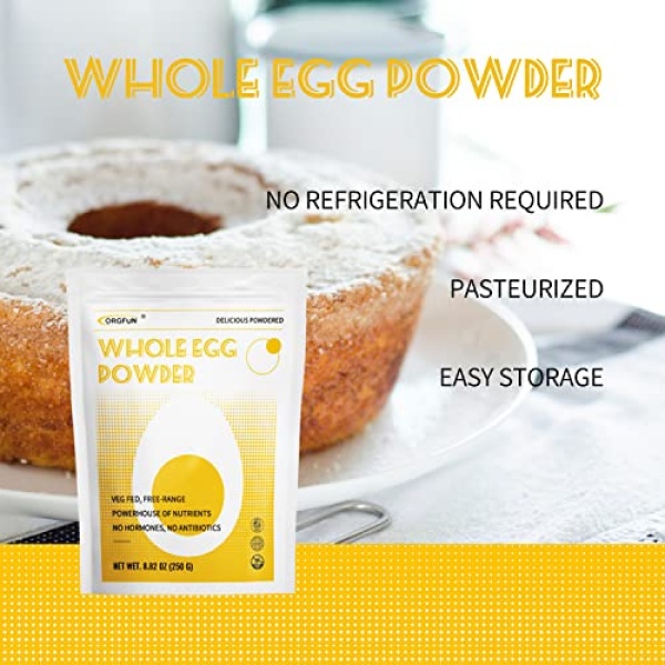 ORGFUN Whole Eggs Powder, Pasteurized, 250g