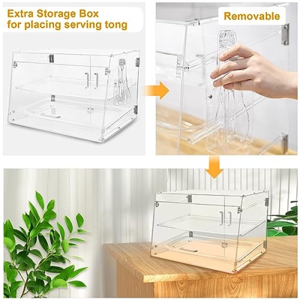 2 Tray Commercial Countertop Bakery Display Case 55x40x40 cm