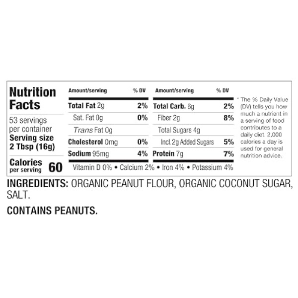 PBfit Organic Peanut Butter Powder, 7g Protein, 850g