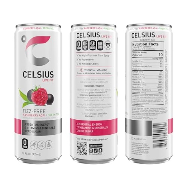 CELSIUS Fizz Free Variety Pack, Energy Drink 355ml (12)