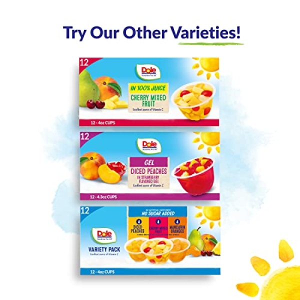Dole Fruit Bowls, Peaches & Cherry Mix, 113g, 16 Cups