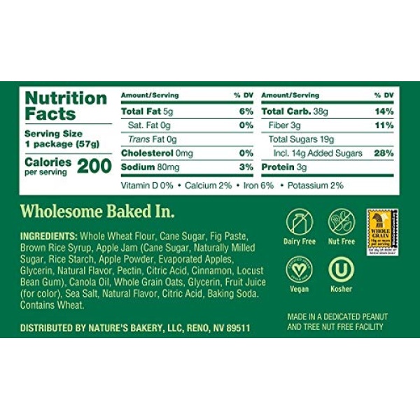 Nature's Bakery Whole Wheat Fig Bars, Apple Cinnamon, 12 Twin Packs