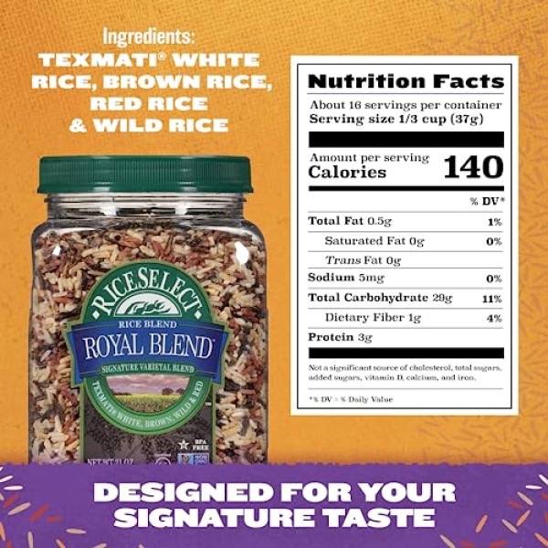 RiceSelect Royal Blend, Texmati & Wild Rice, 595g Jar
