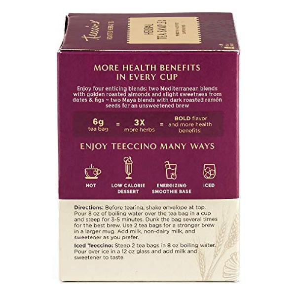 Teeccino Herbal Tea Sampler - 12 Bags, 4 Flavors