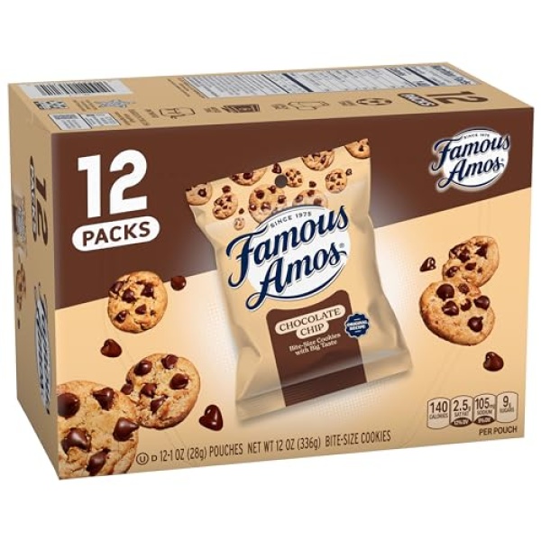 Famous Amos Classic Chocolate Chip Cookies, 28g (12 Pack)