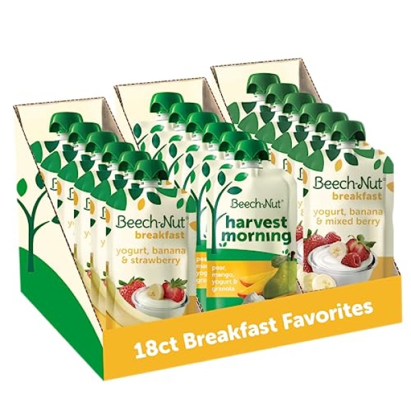 Beech-Nut Toddler Breakfast Pouches, Fruit & Yogurt, 18 Pack