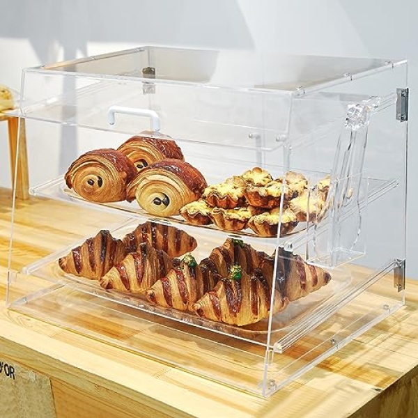 2 Tray Commercial Countertop Bakery Display Case 55x40x40 cm