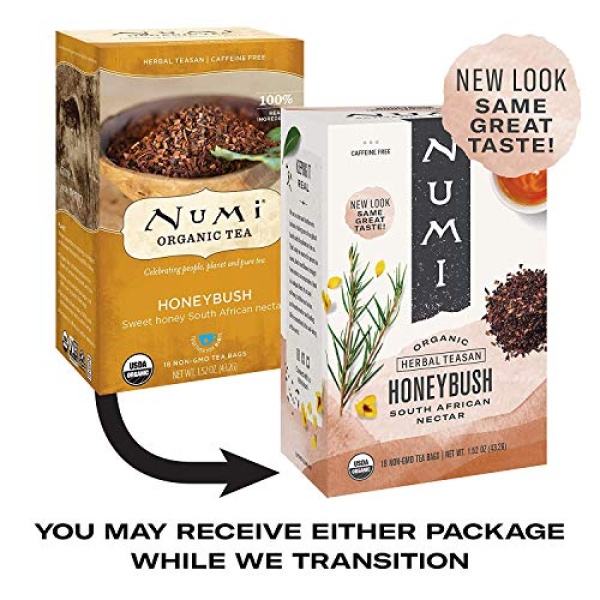 Numi Organic Honeybush Tea, 18 Bags, Caffeine Free