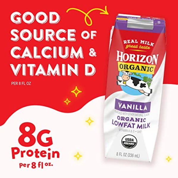 Horizon Organic Shelf-Stable Low Fat Vanilla Milk, 237 ml, 12 Pack