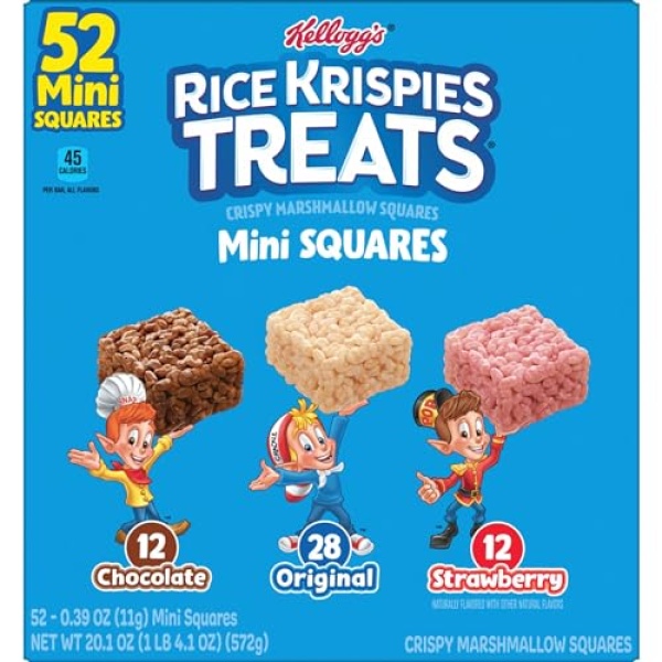 Rice Krispies Treats Mini Squares, Variety Pack, 570g (52 Bars)