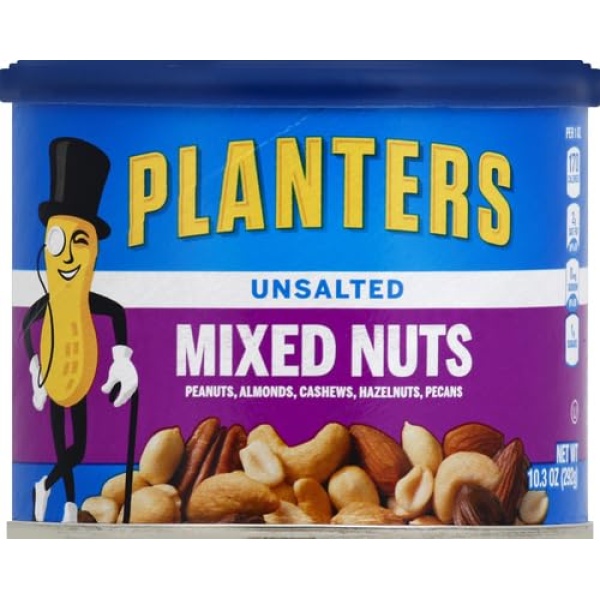 PLANTERS Roasted Unsalted Mixed Nuts, 292g Canister