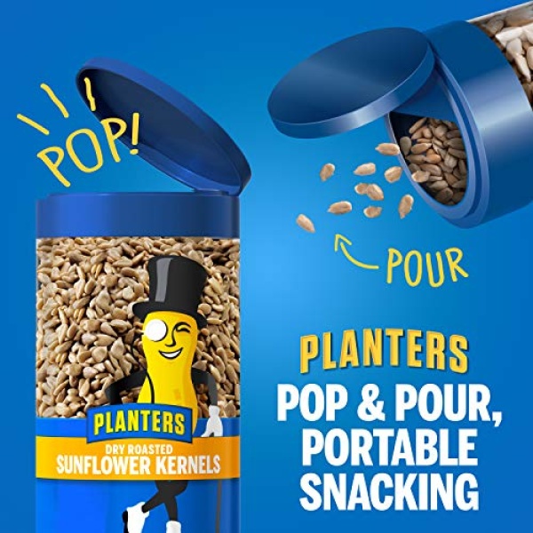 Planters Pop & Pour Dry Roasted Sunflower Seeds, 4 Jars