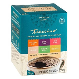 Teeccino Dandelion Tea Sampler – 12 Bags, Various Flavors
