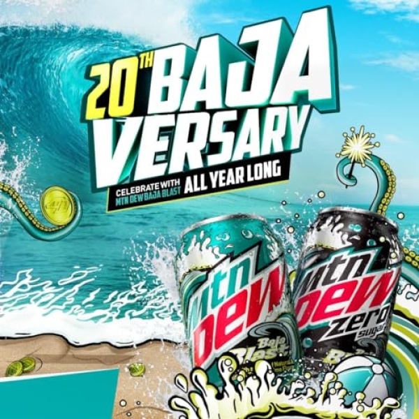 Mountain Dew Baja Blast Variety Pack, 355ml Cans (18 Pack)
