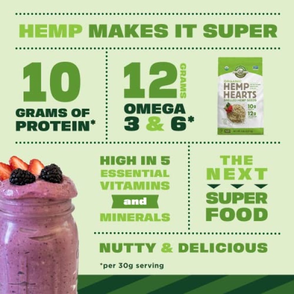 Organic Hemp Seeds, 2.27 kg, 10g Protein, 12g Omega 3&6 per Srv
