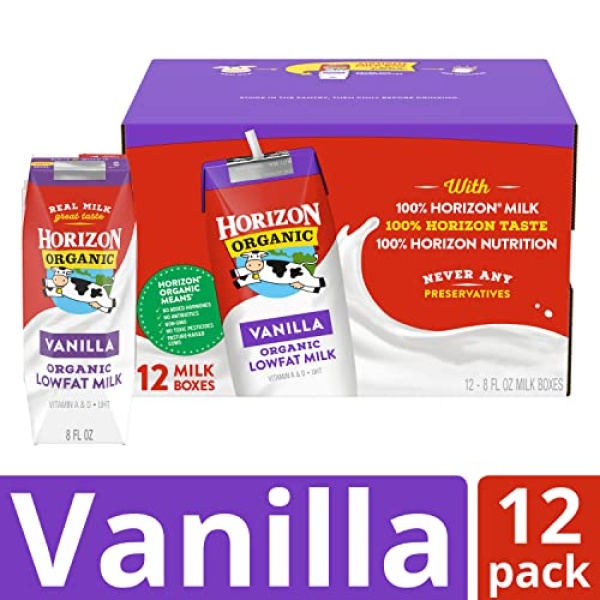 Horizon Organic Shelf-Stable Low Fat Vanilla Milk, 237 ml, 12 Pack